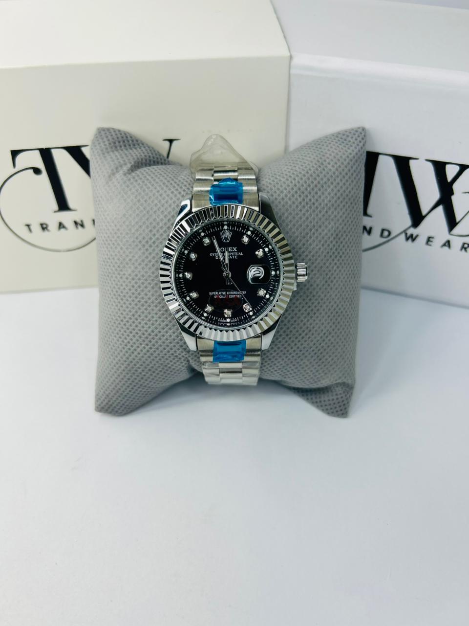 Men’s Luxury Watch Black Dial Stainless Steel Sport Wristwatch