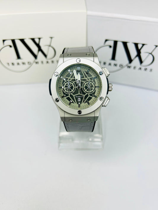 HB Men’s White Dial Leather Strap snake tecture Watch – Classic Analog Wrist Watch for Formal & Casual Wear