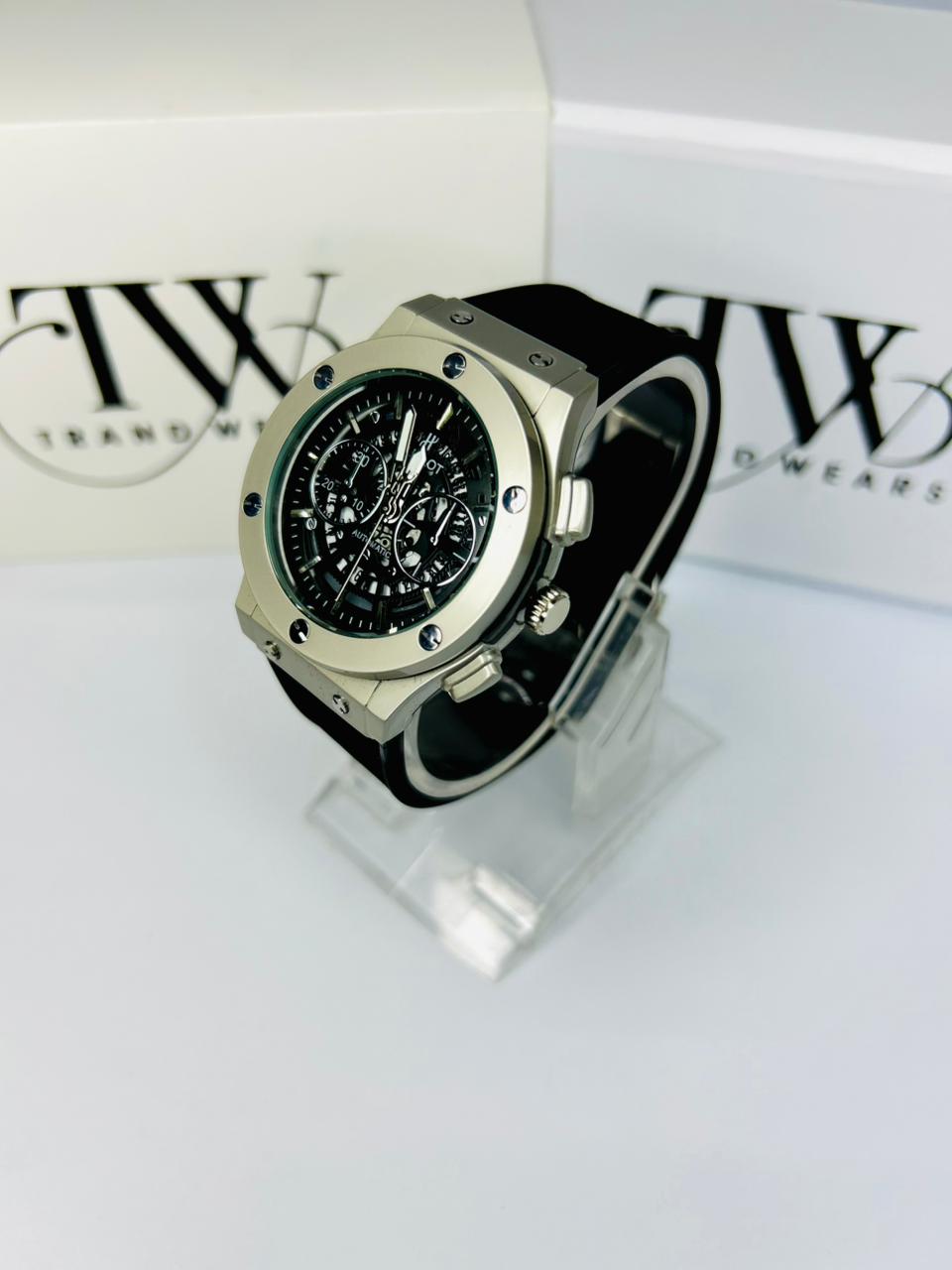 HB Men’s Black Dial Leather Strap Watch – Classic Analog Wrist Watch for Formal & Casual Wear