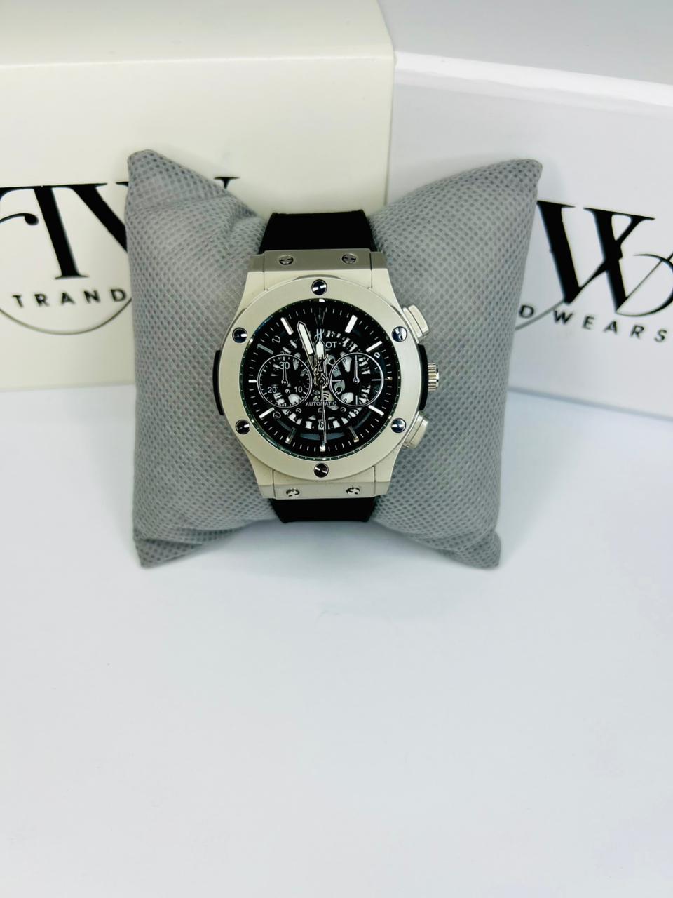 HB Men’s Black Dial Leather Strap Watch – Classic Analog Wrist Watch for Formal & Casual Wear