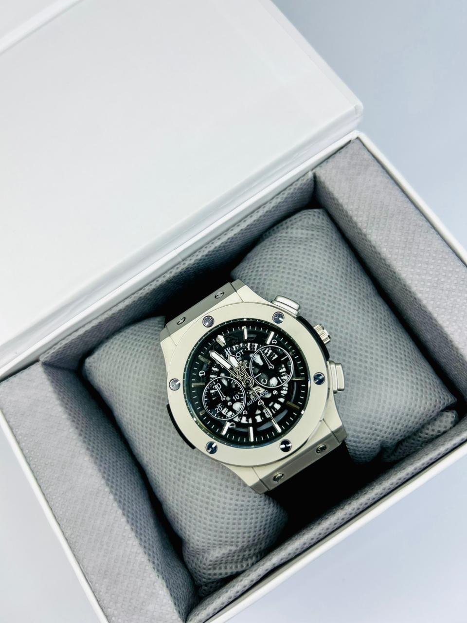 HB Men’s Black Dial Leather Strap Watch – Classic Analog Wrist Watch for Formal & Casual Wear