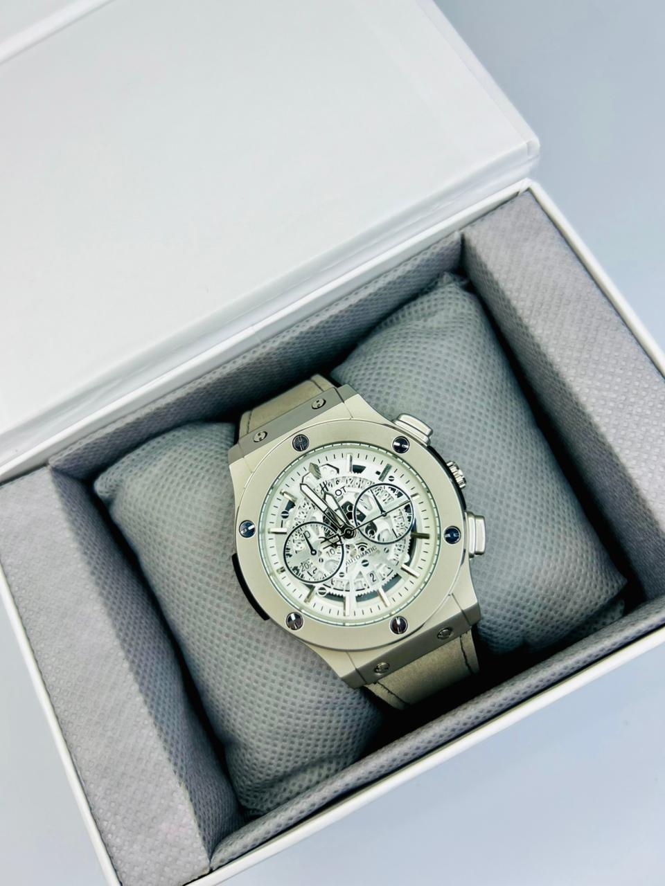 HB Men’s White Dial Leather Strap Watch – Classic Analog Wrist Watch for Formal & Casual Wear