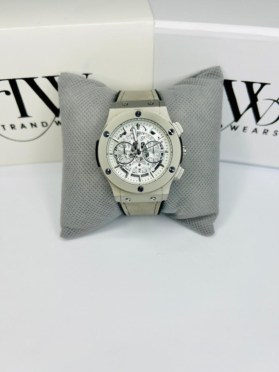 HB Men’s White Dial Leather Strap Watch – Classic Analog Wrist Watch for Formal & Casual Wear
