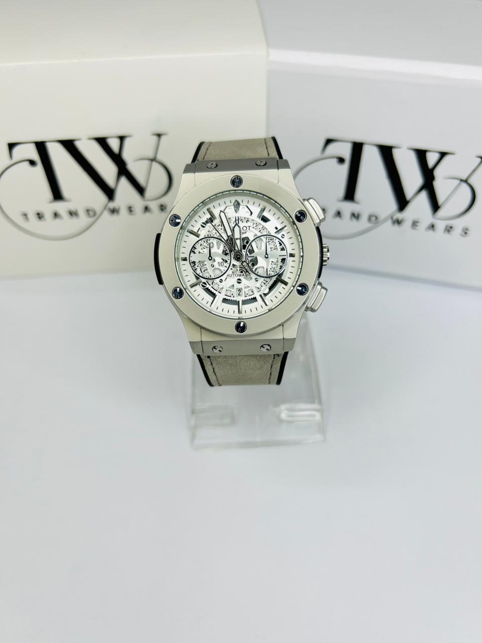 HB Men’s White Dial Leather Strap Watch – Classic Analog Wrist Watch for Formal & Casual Wear
