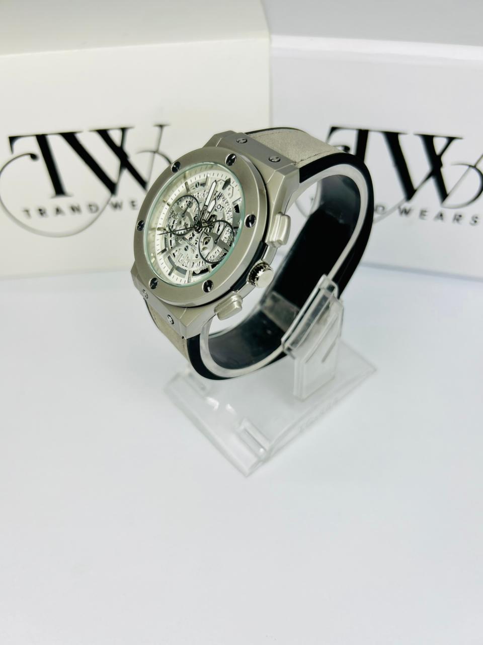 HB Men’s White Dial Leather Strap Watch – Classic Analog Wrist Watch for Formal & Casual Wear