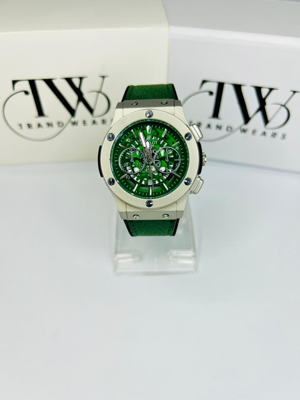 HB Men’s Green Dial Leather Strap Watch – Classic Analog Wrist Watch for Formal & Casual Wear