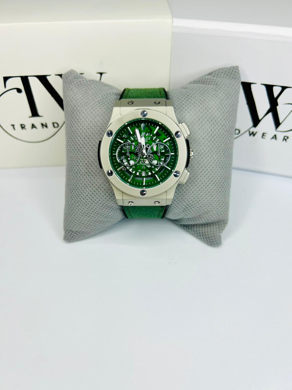 HB Men’s Green Dial Leather Strap Watch – Classic Analog Wrist Watch for Formal & Casual Wear