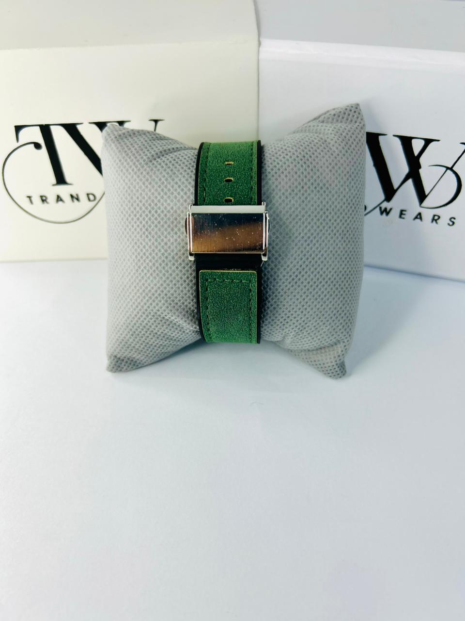 HB Men’s Green Dial Leather Strap Watch – Classic Analog Wrist Watch for Formal & Casual Wear