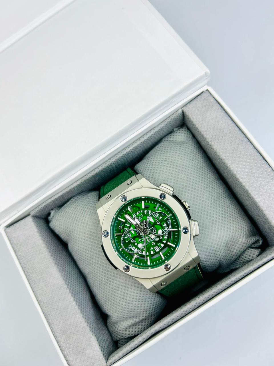 HB Men’s Green Dial Leather Strap Watch – Classic Analog Wrist Watch for Formal & Casual Wear