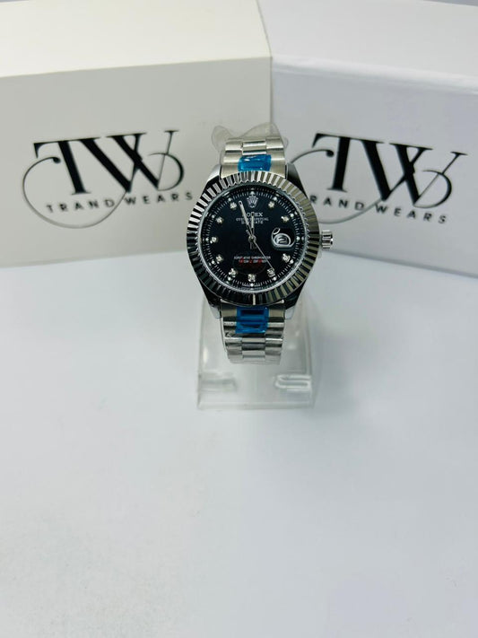 Men’s Luxury Watch Black Dial Stainless Steel Sport Wristwatch