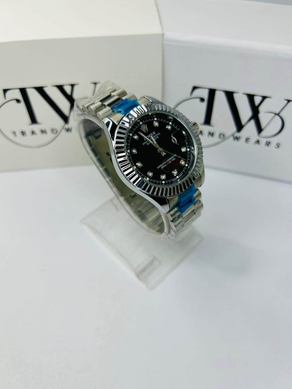 Men’s Luxury Watch Black Dial Stainless Steel Sport Wristwatch