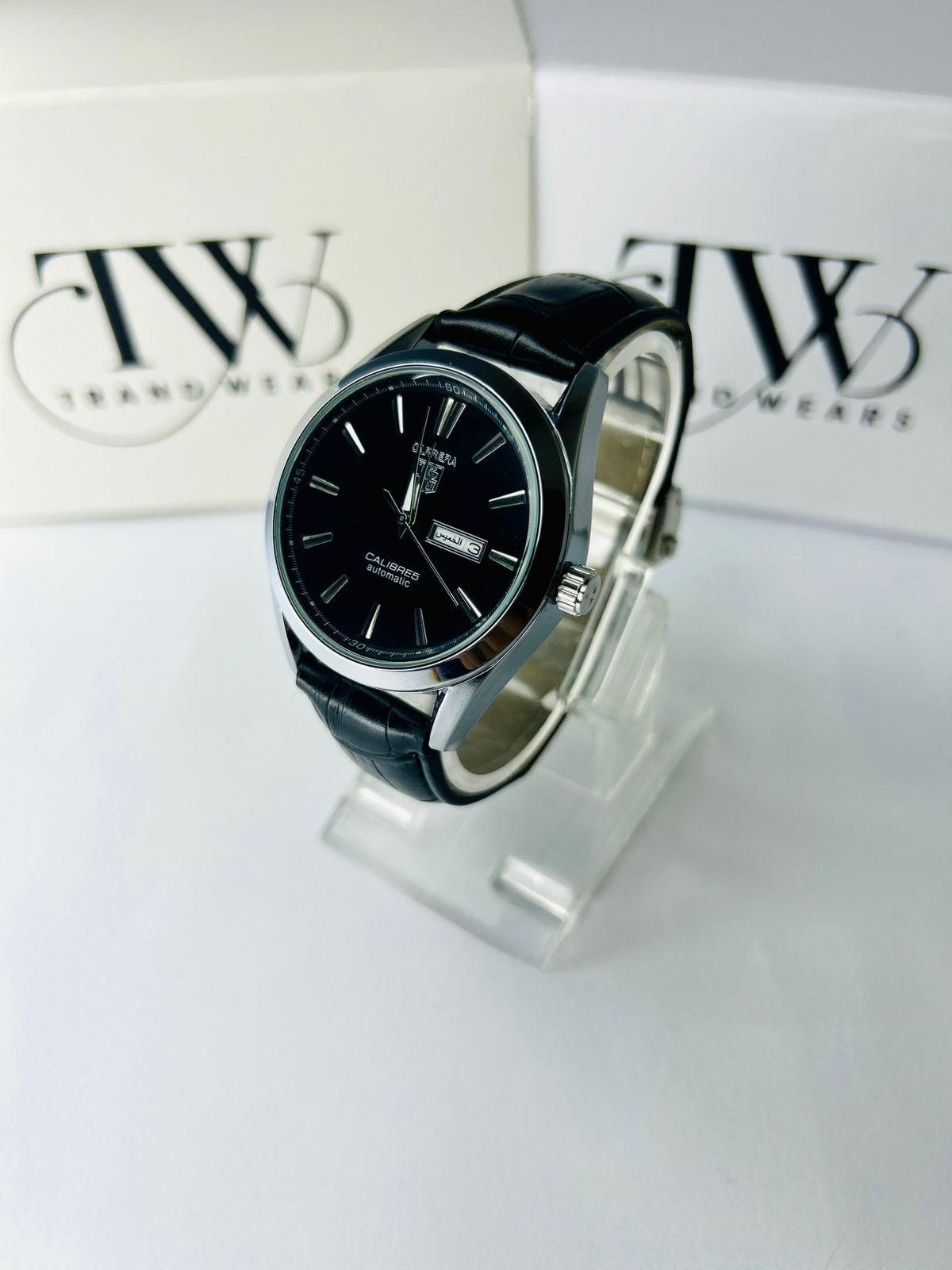 TW Classic Black Strap Watch Date Day Feature Working