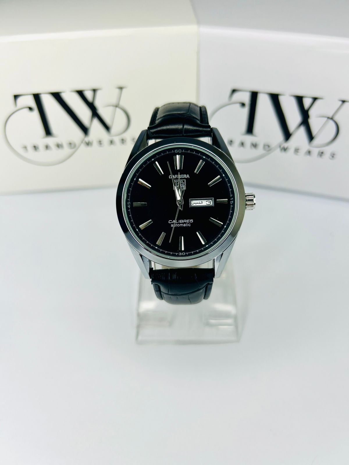 TW Classic Black Strap Watch Date Day Feature Working