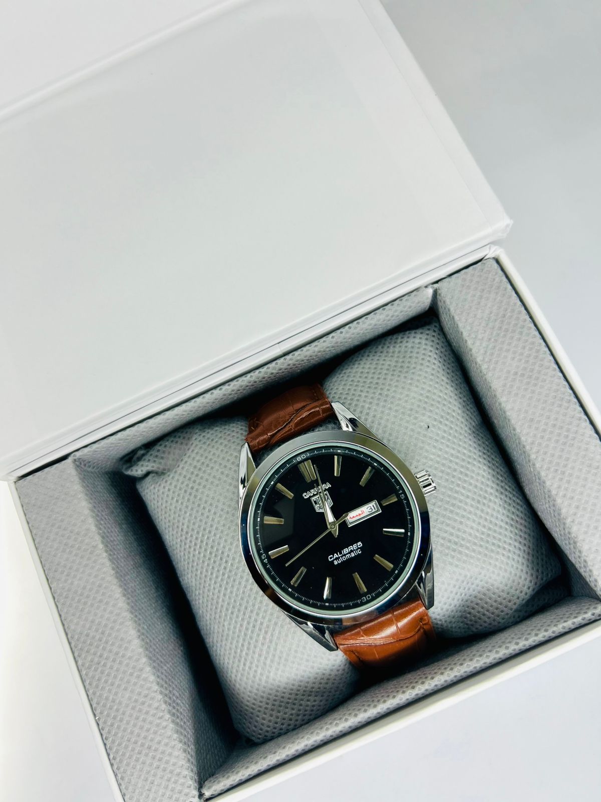 TW Classic Brown Strap Black Dial Watch Date Day Feature Working