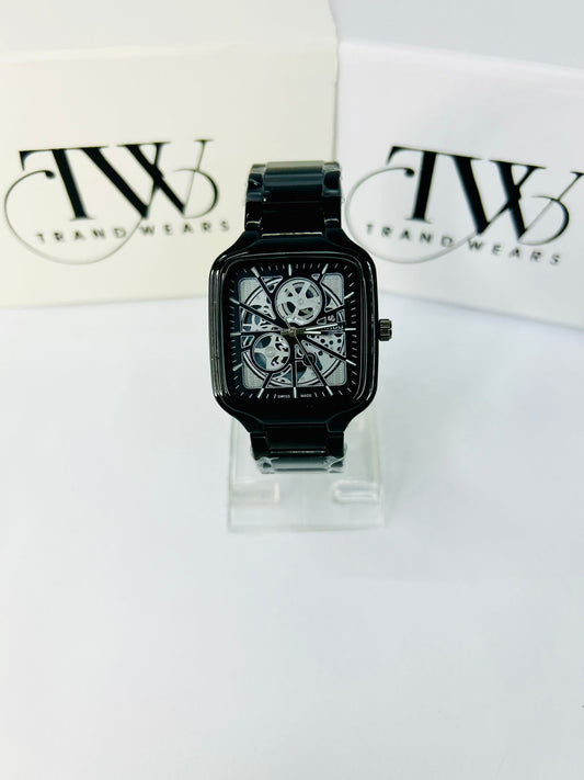 Men’s Square Dial Watch – Black Dial, Stylish Modern Analog Wrist Watch, Luxury Casual & Formal Watch