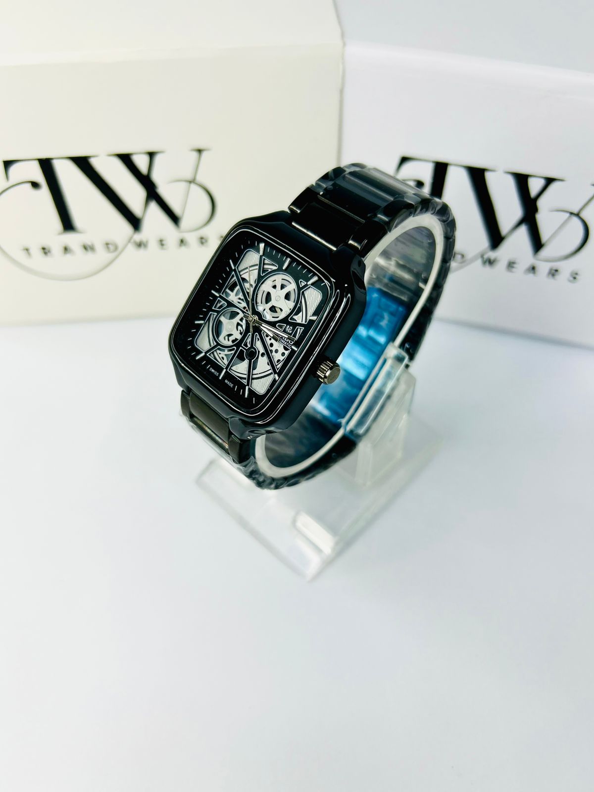 Men’s Square Dial Watch – Black Dial, Stylish Modern Analog Wrist Watch, Luxury Casual & Formal Watch