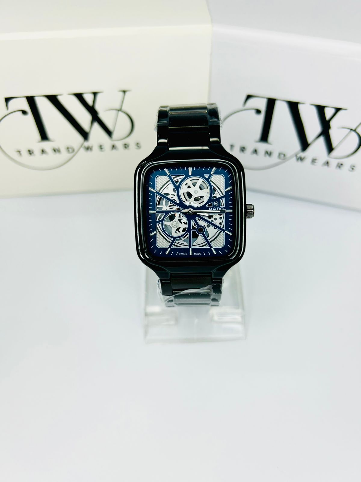 Men’s Square Dial Watch – Blue Dial, Stylish Modern Analog Wrist Watch, Luxury Casual & Formal Watch
