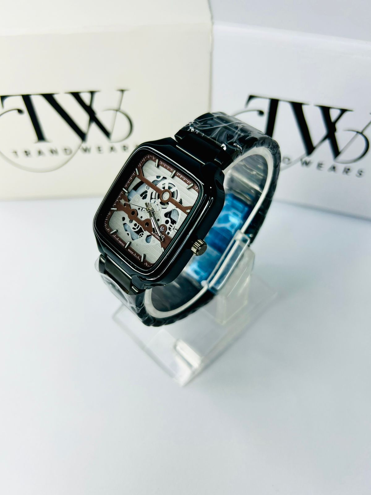 Men’s Square Dial Watch – Brown Dial, Stylish Modern Analog Wrist Watch, Luxury Casual & Formal Watch