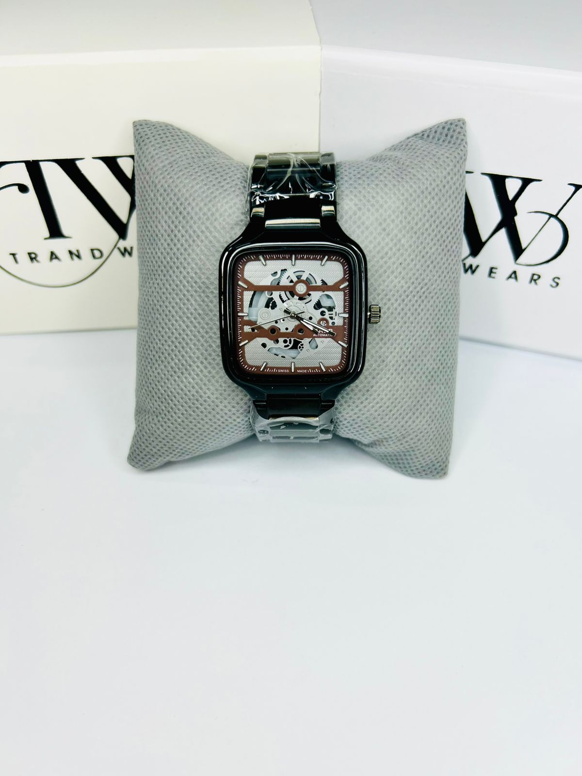 Men’s Square Dial Watch – Brown Dial, Stylish Modern Analog Wrist Watch, Luxury Casual & Formal Watch