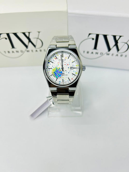 PRX Style Men’s Watch – White Dots Dial, Semi-Automatic Movement, Stainless Steel Luxury Wrist Watch