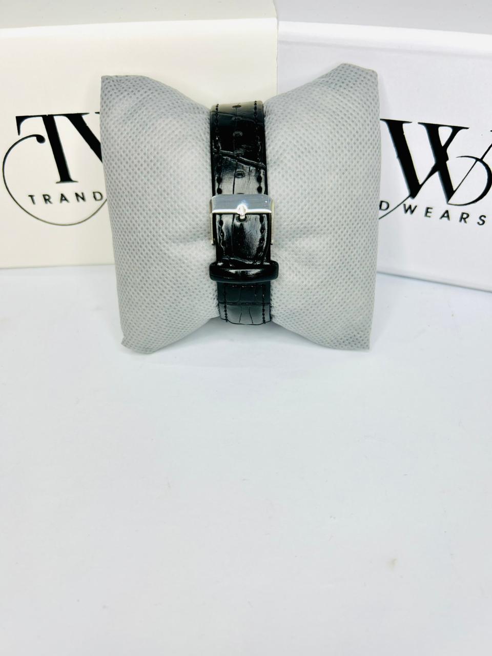 TW Black Leather Strap Watch