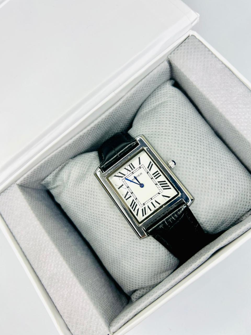 TW Black Leather Strap Watch