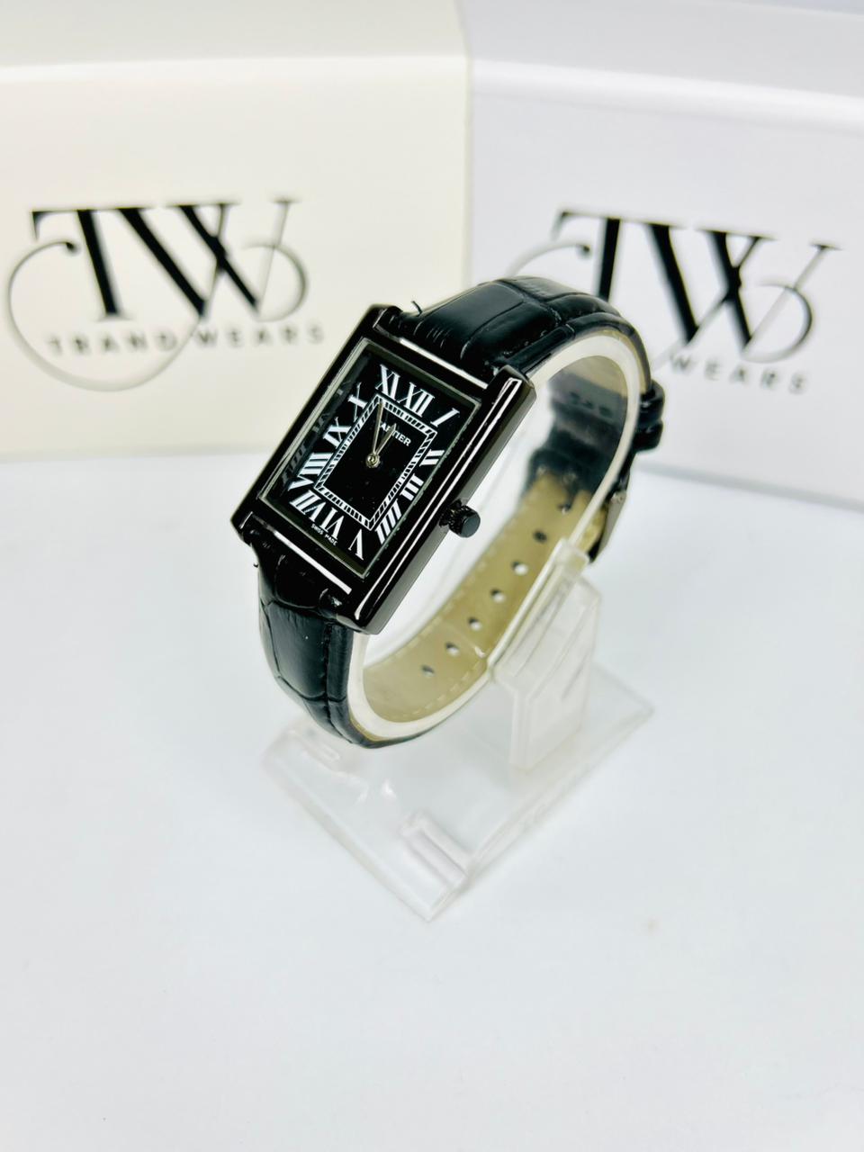 TW Black Leather Strap Watch