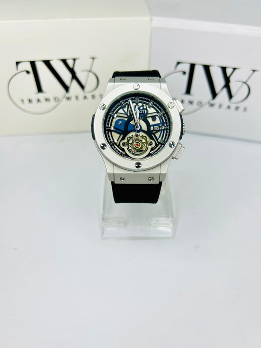 HB Men’s Watch – Black Leather Strap, Black Dial, Luxury Classic Analog Wrist Watch